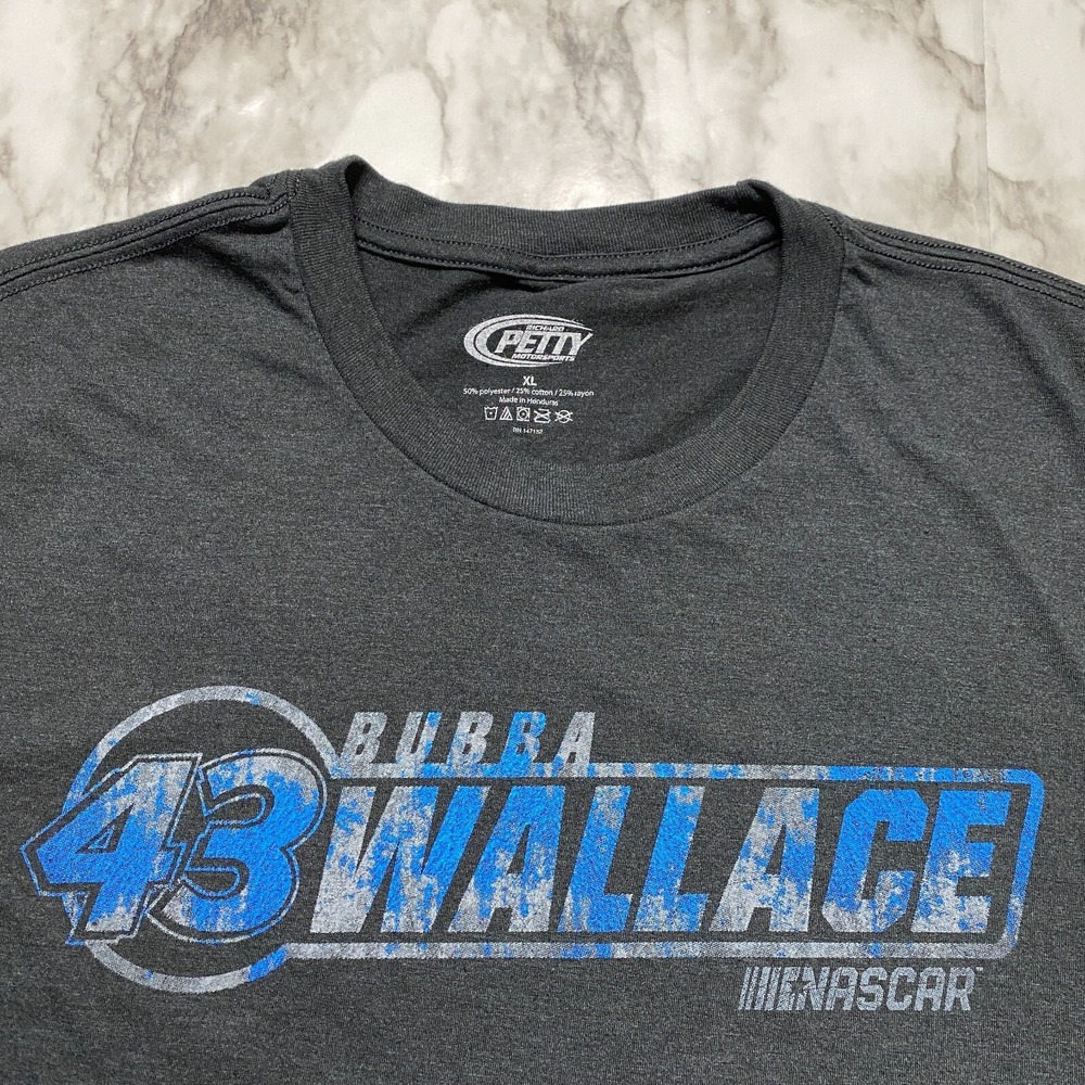 Bubba Wallace #43 Nascar Richard‎ Petty Motorsports Mens T Shirt Dark Gray Sz XL - Picture 2 of 7